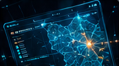 Painel digital com mapa